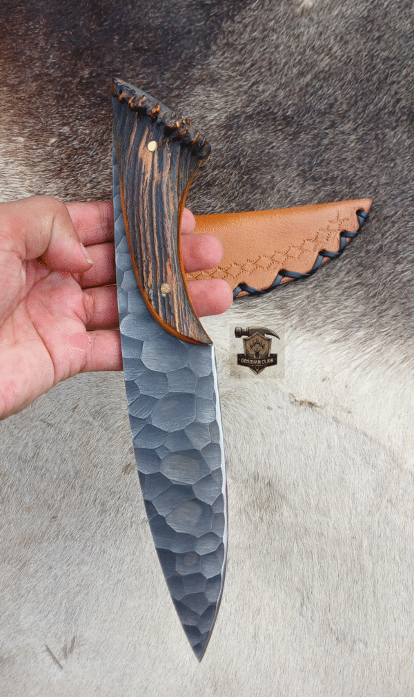 Custome Handmade 1095 steel Acid wash blade  Skinner knife with leather sheath.