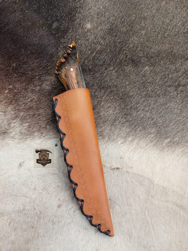 Custome Handmade 1095 steel Acid wash blade  Skinner knife with leather sheath. - Image 3