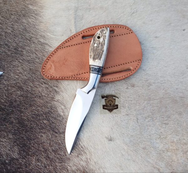 Lots of "2" Custome Handmade J2 steel high palash mirror Skinner knife with leather sheath. - Image 3