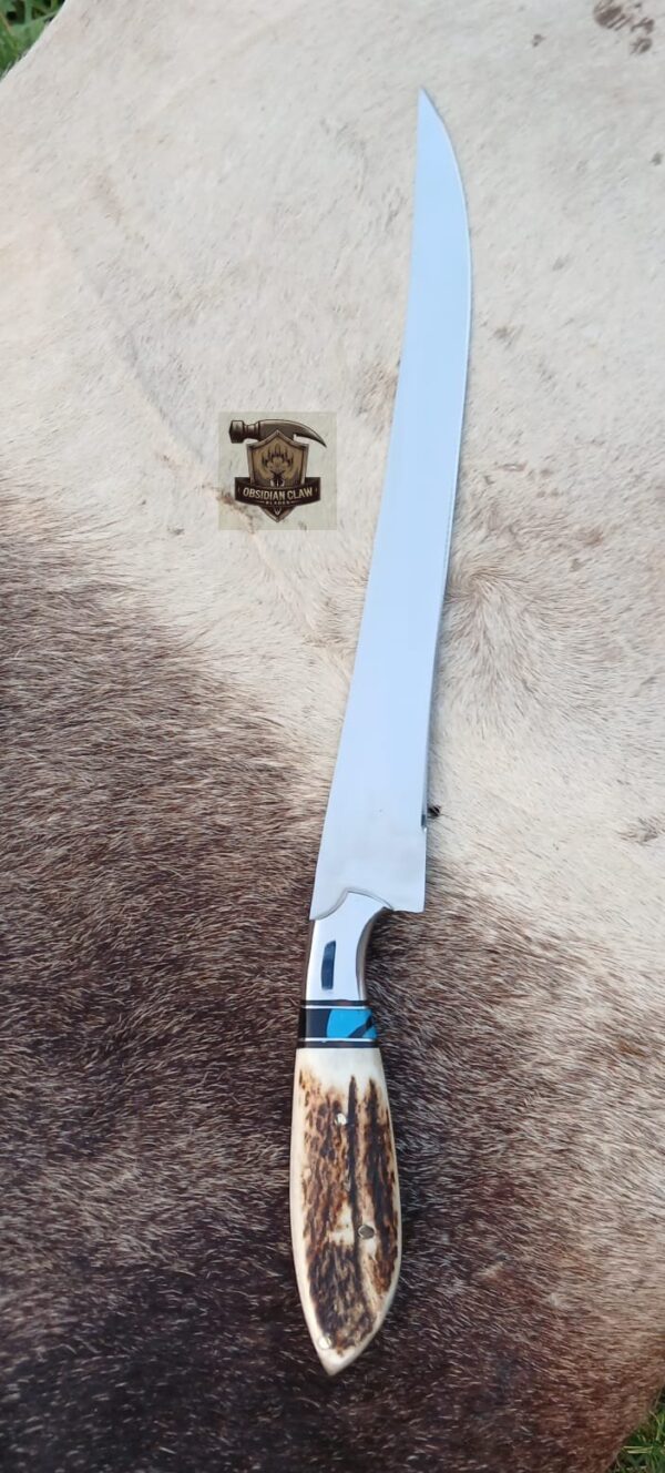 Custome Handmade 440C steel blade high palash mirror Fishing Fillet knife with leather sheath.
