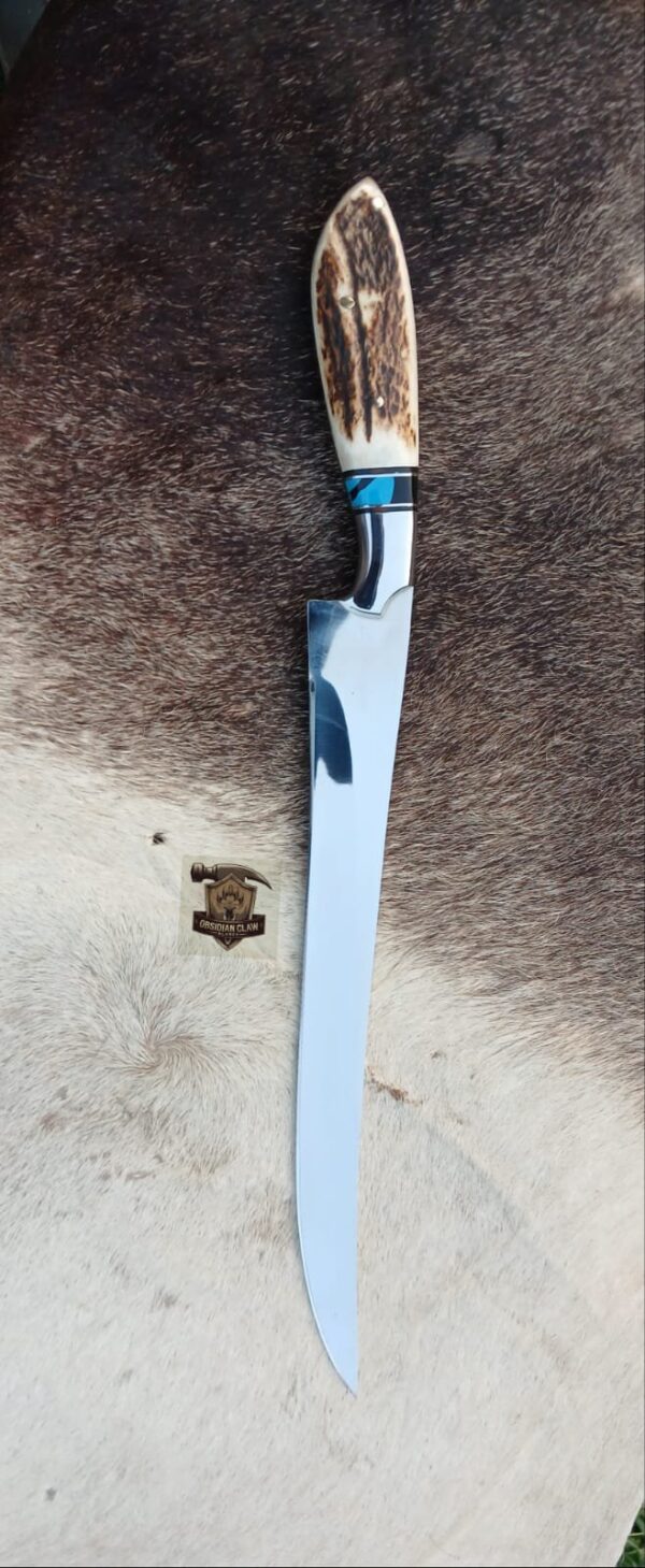Custome Handmade 440C steel blade high palash mirror Fishing Fillet knife with leather sheath. - Image 2