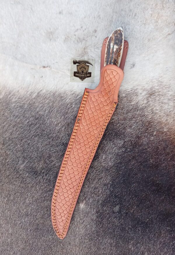 Custome Handmade 440C steel blade high palash mirror Fishing Fillet knife with leather sheath. - Image 6