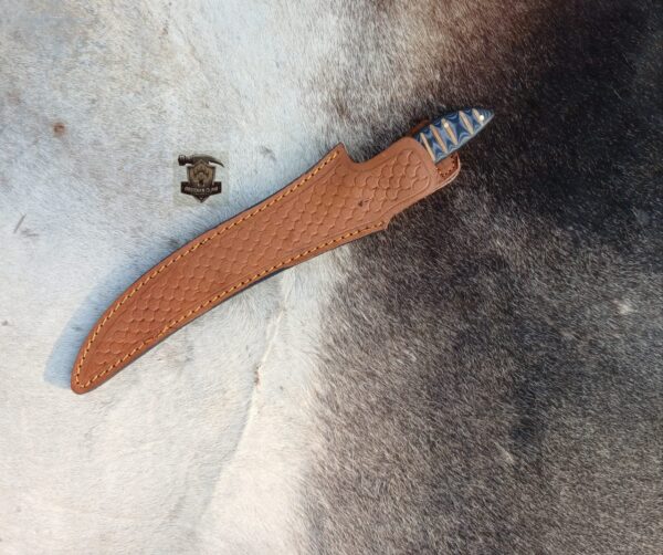 440C steel blade high palash mirror Fishing Fillet knife with genuine leather sheath. - Image 5