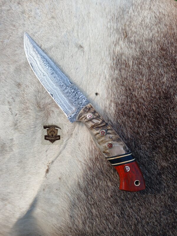 Custom Handmade Damascus steel Skinner knife with leather sheath. - Image 2