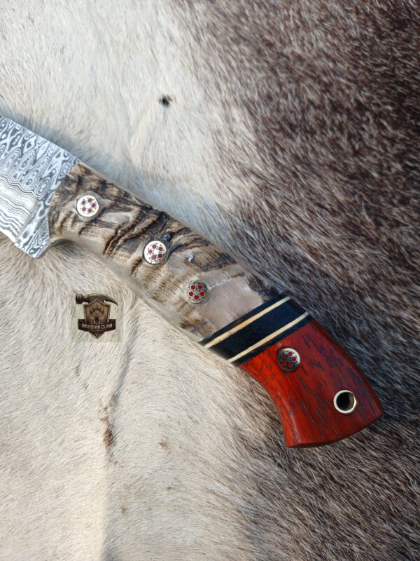 Custom Handmade Damascus steel Skinner knife with leather sheath. - Image 4