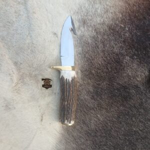 J2 steel blade high palash mirror Gut hook knife with leather sheath.