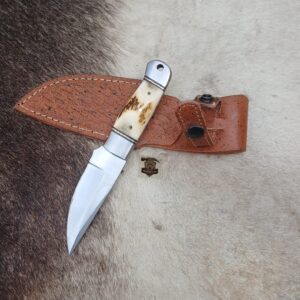 Skinner knife with leather sheath.