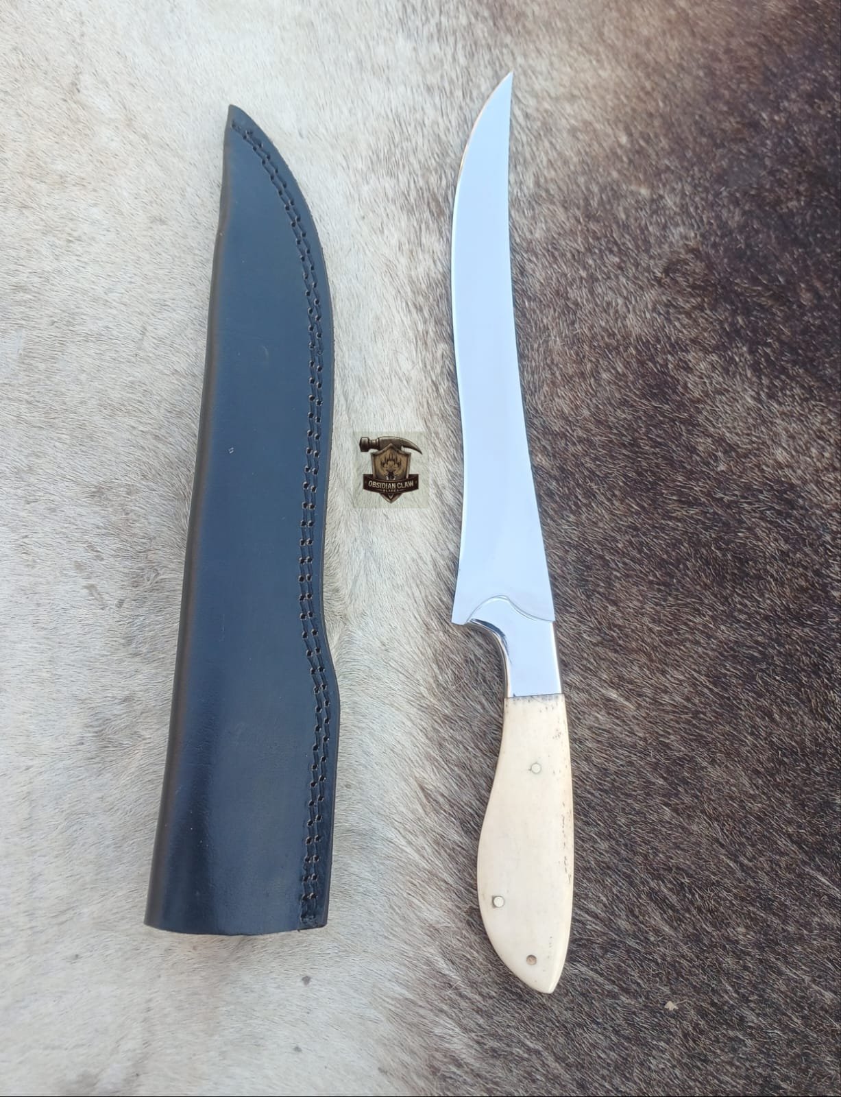 Fishing Fillet knife with leather sheath. - Image 4