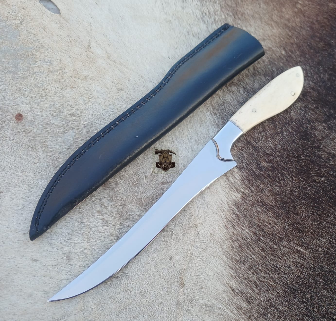 Fishing Fillet knife with leather sheath. - Image 3