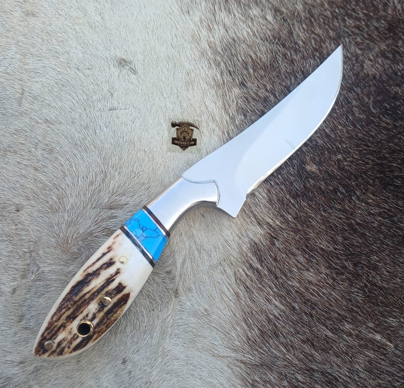 Skinner knife with leather sheath. - Image 5