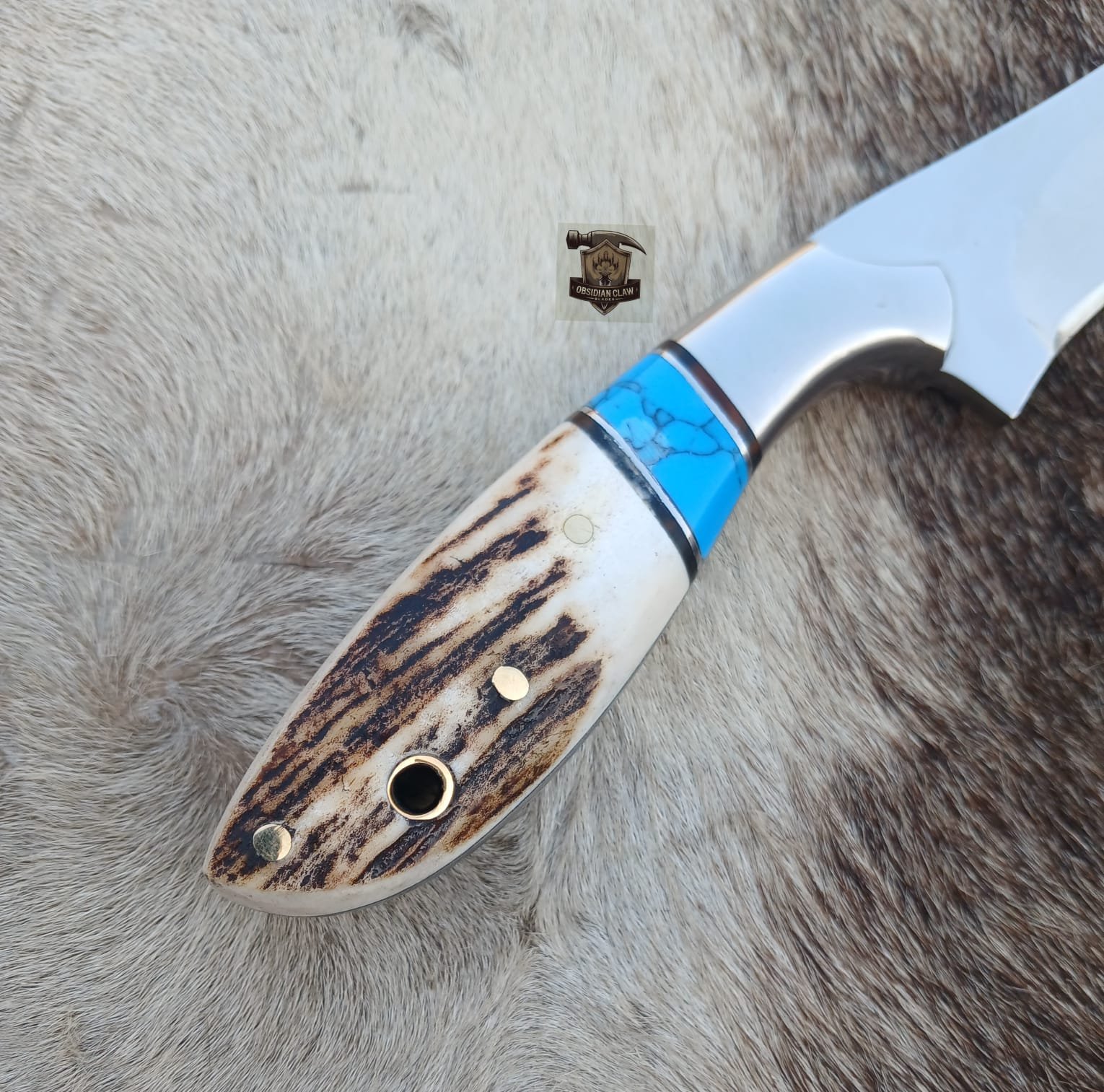 Skinner knife with leather sheath. - Image 7