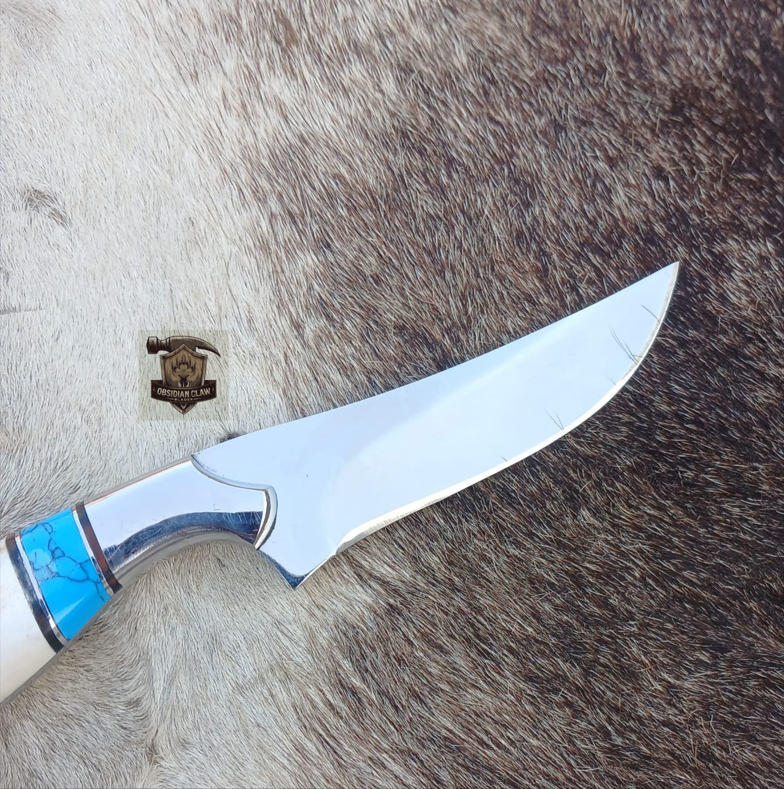 Skinner knife with leather sheath. - Image 6