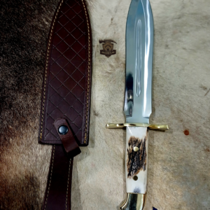 Handamade Bowie knife with Leather sheath.