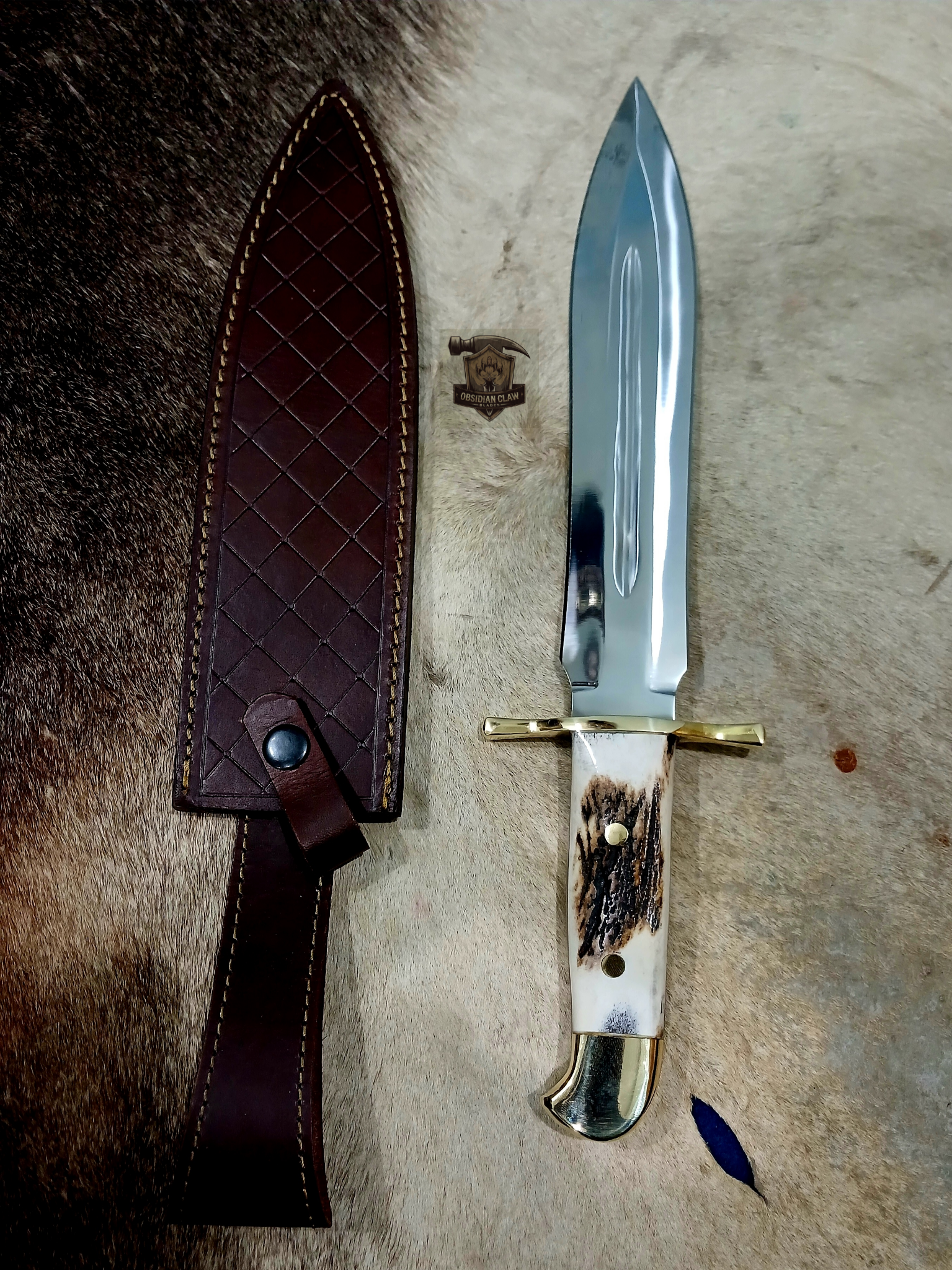 Handamade Bowie knife with Leather sheath.