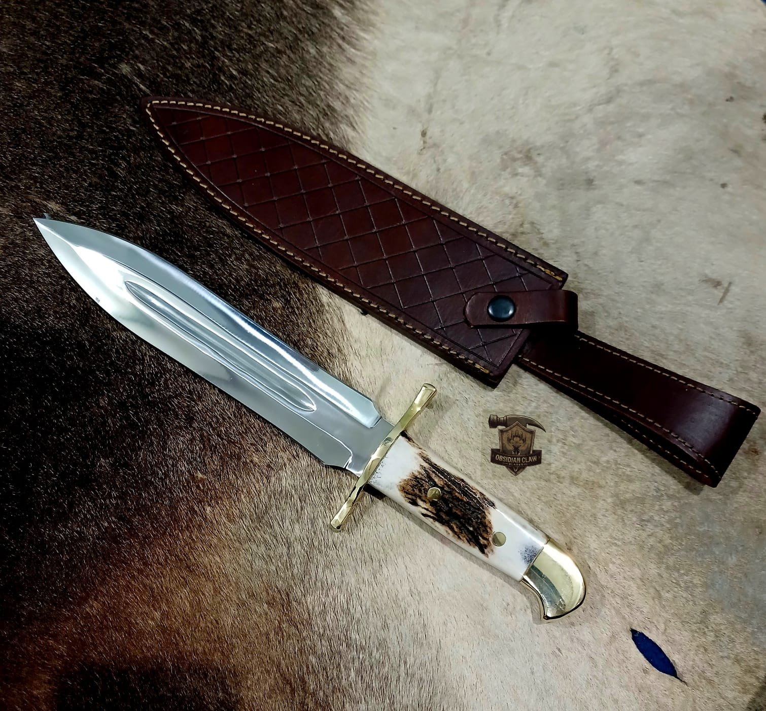 Handamade Bowie knife with Leather sheath. - Image 3
