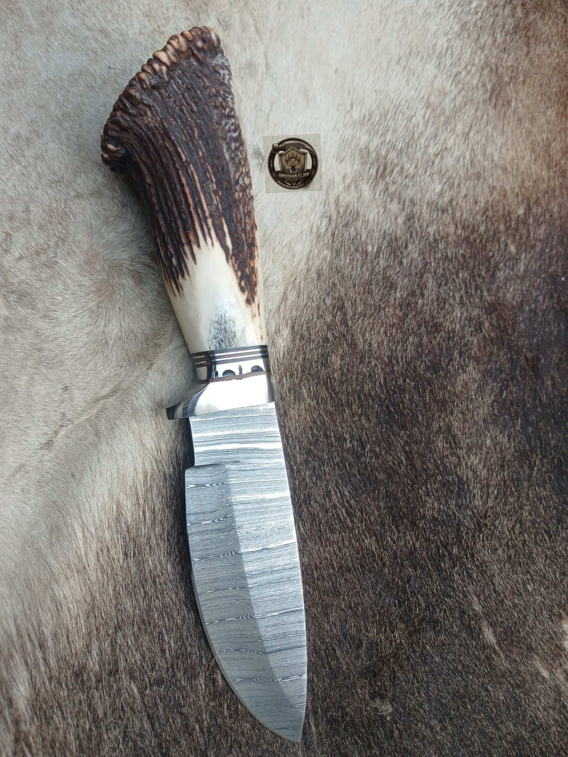 Custome handmade Damascus steel knife with leather cover. - Image 4