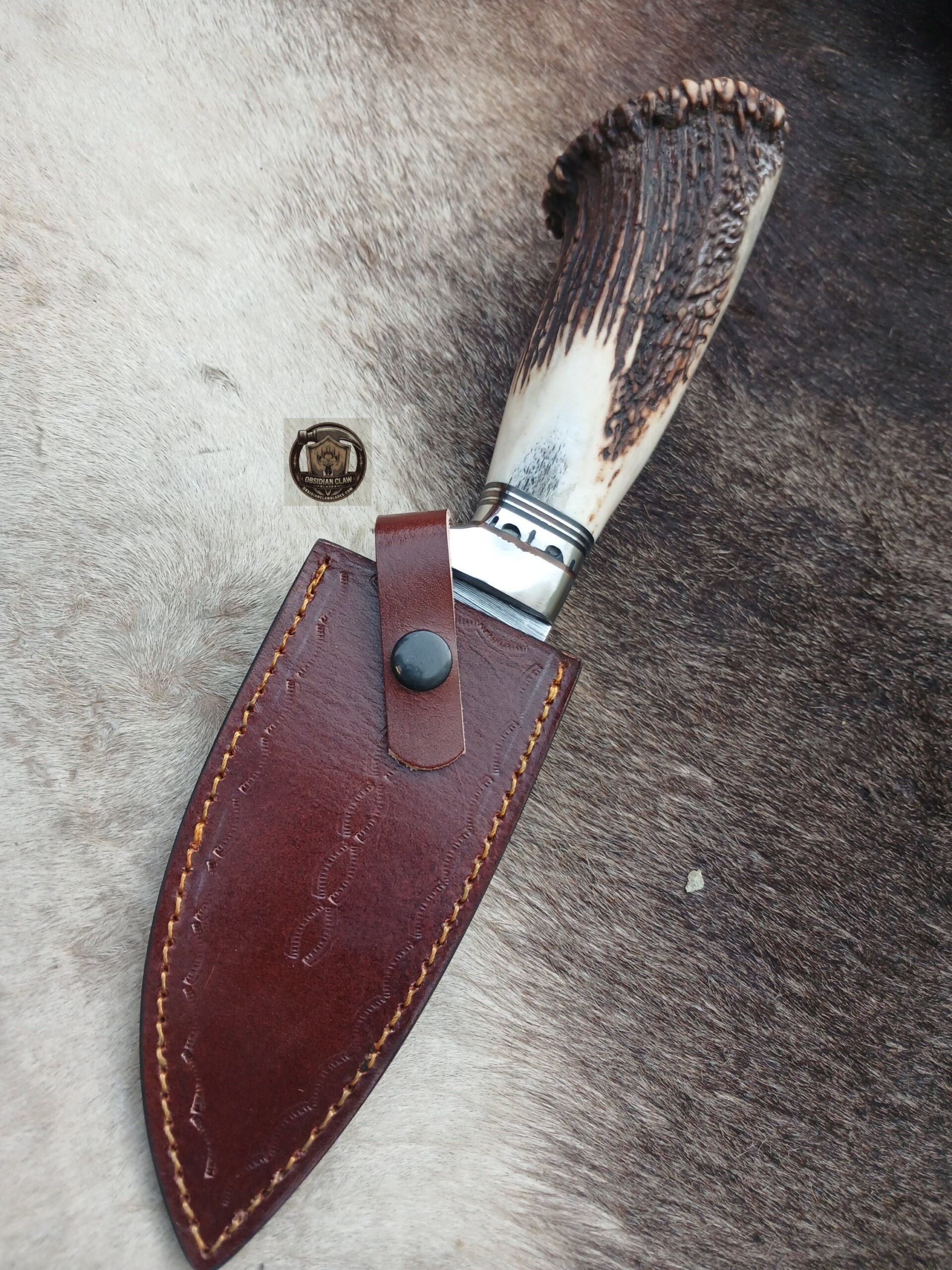 Custome handmade Damascus steel knife with leather cover. - Image 6