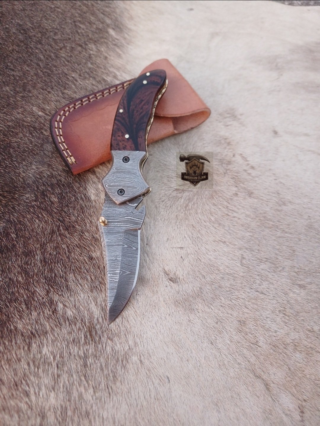 Linear folding knife with Leather cover. - Image 3