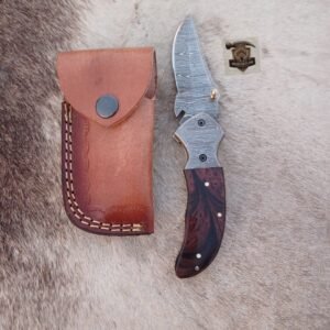 Linear folding knife with Leather cover.