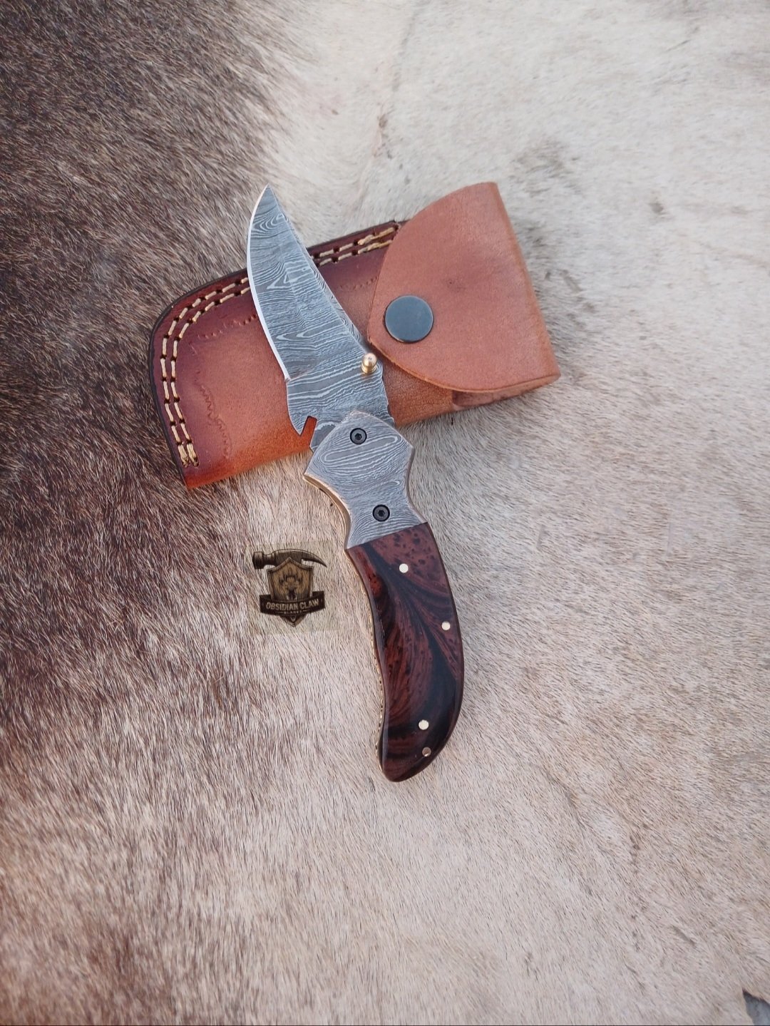 Linear folding knife with Leather cover. - Image 2