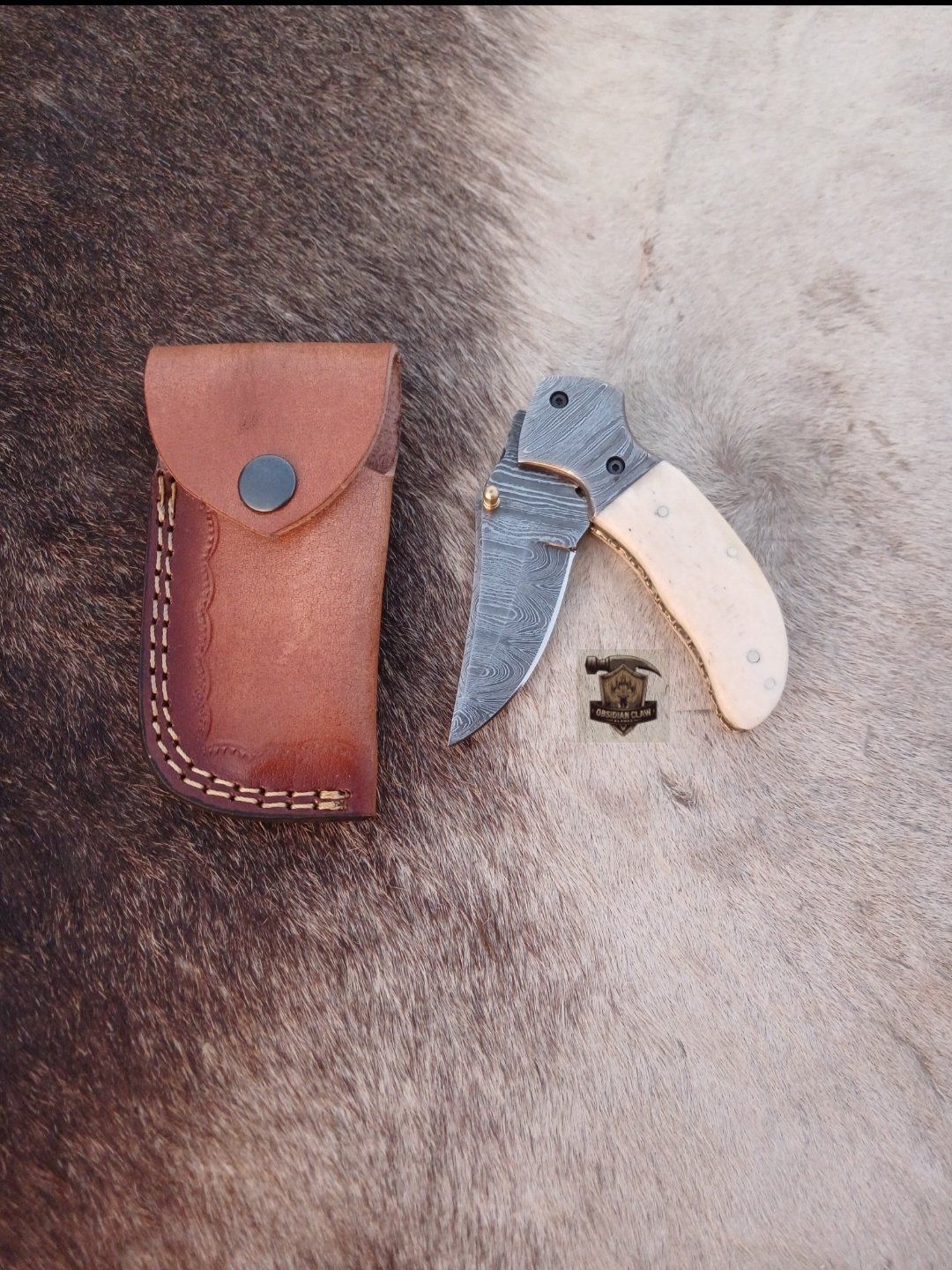 Linear Folding knife with Leather cover. - Image 4