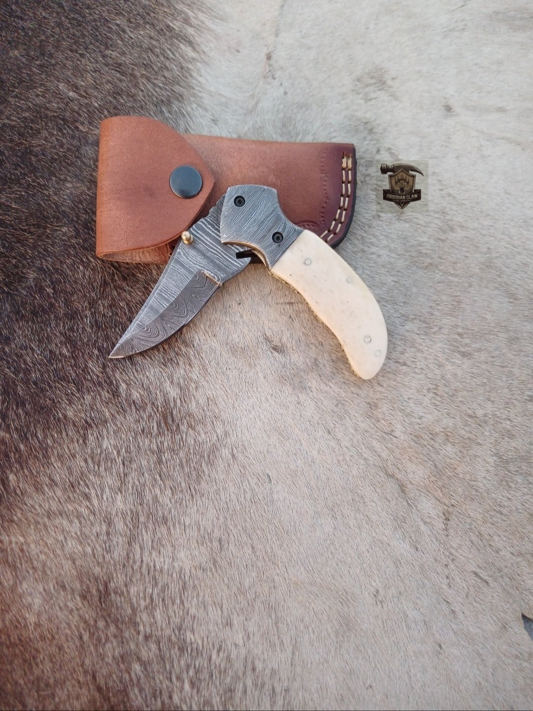 Linear Folding knife with Leather cover. - Image 3