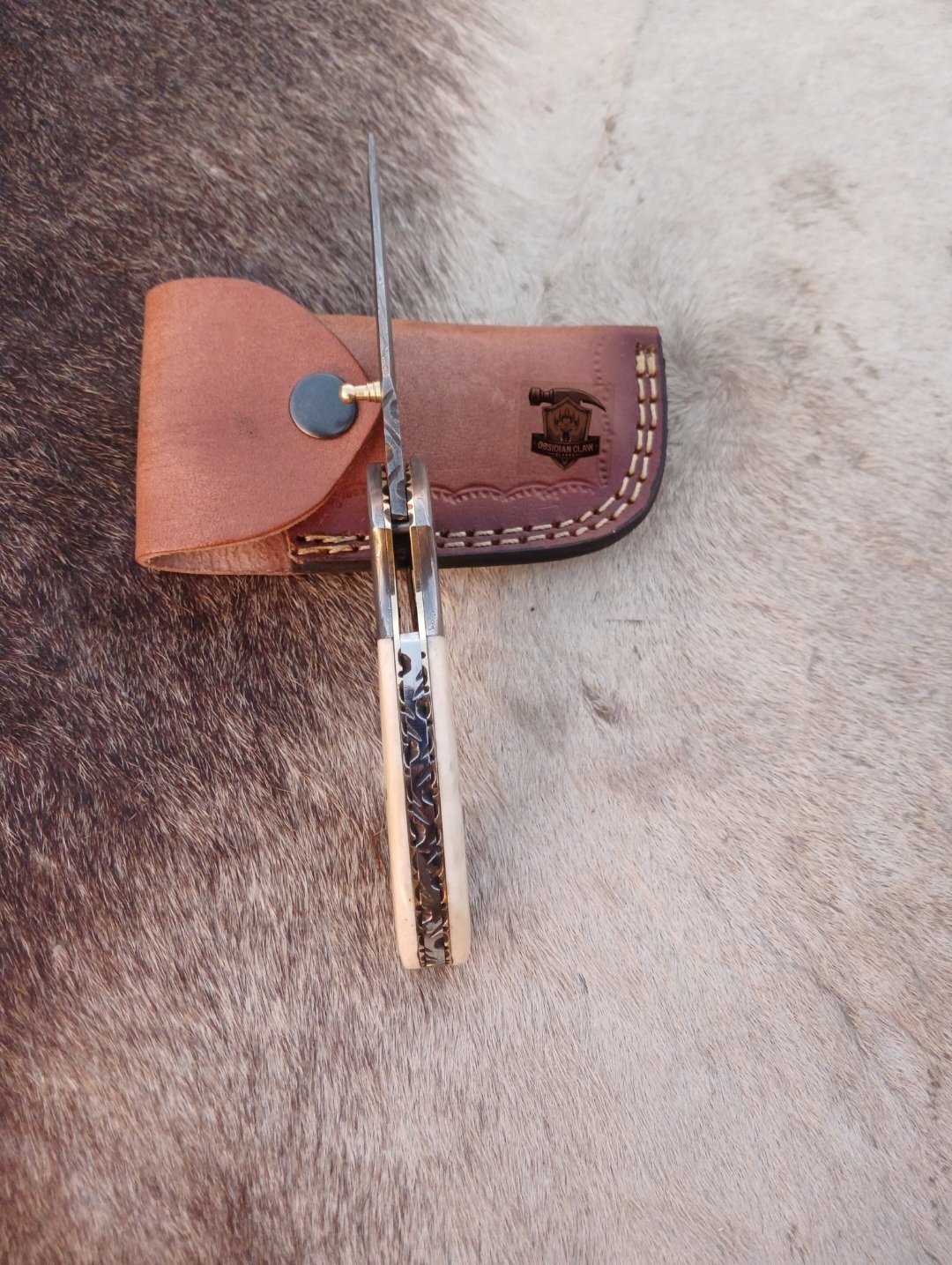 Linear Folding knife with Leather cover. - Image 5
