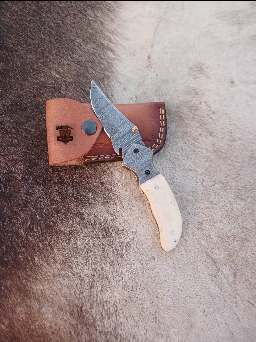 Linear Folding knife with Leather cover. - Image 2