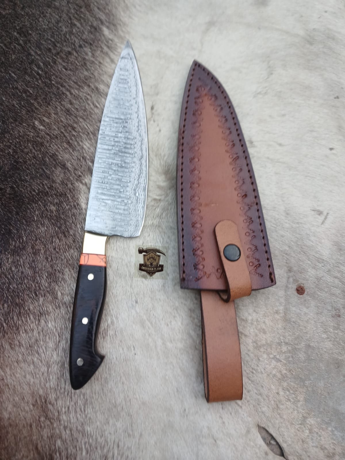 Chef knife with Leather cover.